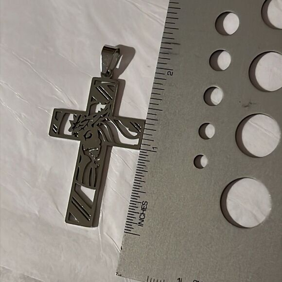 Jesus Cross Necklace For Men Stainless Steel Pendant Necklace - Picture 3 of 8